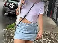 check out this sexy latina wife flashing wet lingerie and tiny skirt on brazilian carnival streets driving everyone crazy
