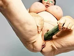 Busty GILF Stuffing Pussy with Objects