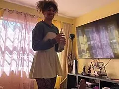 she loses bet to huge dildos fucks real monster cock rides big dick eats ass in stockings pov homemade