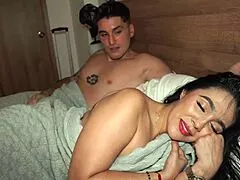 hotel mix-up lands big ass colombian stepmom shaking saggy tits in bed with stepson