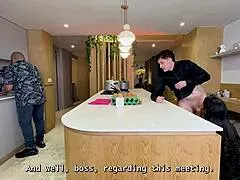 I fuck my cuckold boss's fat Colombian BBW wife doggystyle in kitchen