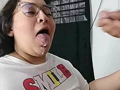 chubby big ass beauty sucks cock deep then takes creampie in doggystyle pounding