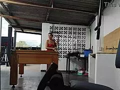 Playing Pool with Stepsisters' Juicy Big Asses Teases Bareback Fun