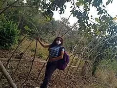 oh damn my stepmom slut hunts dick in the jungle for wild outdoor fuck!