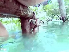 Chubby mature milf pushes strong anal milk enema from huge asshole outdoors close up dirty solo