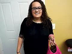 brunette harper bs auditions with wet throat rimjob swallow petite shaved pussy bent over