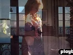 sexy blonde milf sasha bonilova cougar big tits striptease posing lingerie undressing