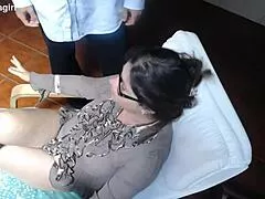 dumb college kid passes dirty teacher's exam by covering her face in hot cum