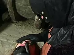 i rule as dominant master shoving banana deep in her bound pussy