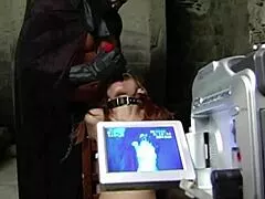 i rule as dominant master shoving banana deep in her bound pussy