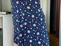 stepmom's sheer dress flashes huge tits and legs in kitchen morning tease