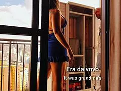 My boss lured me over to pound her tight ass on the balcony