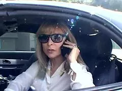 big boobed blonde milf struts in stockings garter lingerie