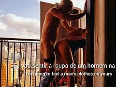 My boss lured me over to pound her tight ass on the balcony