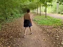 a curvy busty milf steps out flashing her huge saggy naturals in public outdoor tease