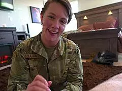 My horny military stepmom lola maverick struts in uniform boots fresh from deployment craving taboo fuck