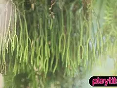 wanna watch this petite blonde milf strip naked outdoors?