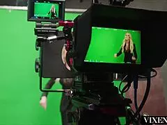 Brandi Love's huge tits bounce spit roasted bent over by two monster BBCs!