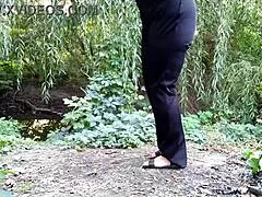 stepmom turns on stepson with public outdoor piss play