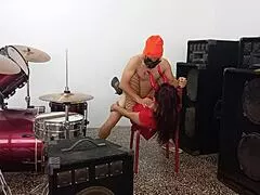 rock queen rides athletic american cock on halloween