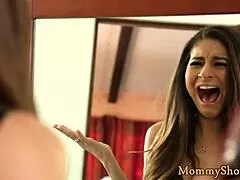 Lesbian milf scissoring stepdaughter's trimmed pussy in full storyline movie