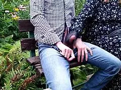 oh god my mother-in-law jerks me off quick cum on street flashing hairy pussy