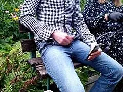 oh god my mother-in-law jerks me off quick cum on street flashing hairy pussy