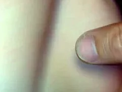Playing with her big asian bbw nipples feels so good right now