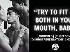 husband shares wife for double blowjob interracial creampie facial couple cuckold