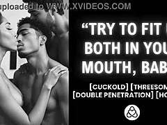 husband shares wife for double blowjob interracial creampie facial couple cuckold