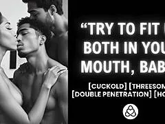 husband shares wife for double blowjob interracial creampie facial couple cuckold