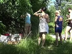 Real Amateur Foursome Voyeurs Catch Blonde Brunette Deepthroat Doggystyle Gaping Behind Scenes