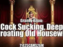 Croatian granny Bijou deepthroats cock close-up as horny housewife