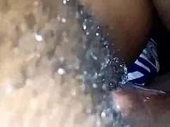 This curvy ebony housewife spreads tight pussy first time in bedroom