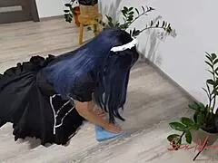 best friend's busty cheating wife blackmailed into sucking my cock and fucking while cleaning house