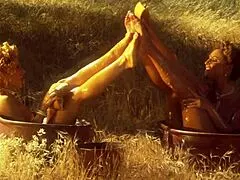 longtime slut friends dominica leoni and lauren phoenix scissor outdoors