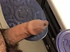 Uncut cock throbs hard during flip flop foot seduction tease