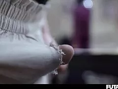 Teen lesbian grows futa cock and fucks big boobs milf with her young shemale dick