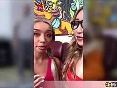 Dude, my pretty Asian roommate battles my busty GF in a wild free-use pussy threesome all weekend long