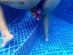Horny Milf's Huge Wet Ass Shaken Doggystyle in Outdoor Water Sex Ends Cum Covered