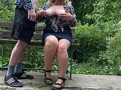 yo mother in law just let me blast cum all over those huge natural tits outdoors