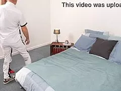 french beurette wife sneaks repairman in for bedroom doggy on her fat hairy pussy