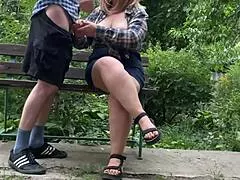 yo mother in law just let me blast cum all over those huge natural tits outdoors