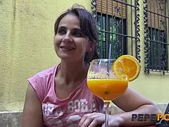 Lina the milf grabs a young stud in the shower and fucks him hard missionary style then spoons passionately