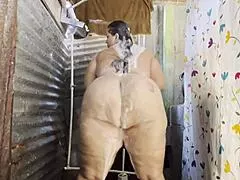 i'm showering public restroom groping my huge latina ass and wet pussy