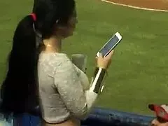 Whoa, check out that sexy MILF's tight little ass shaking in leggings at the stadium!