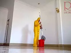 Naked Maid Cleans Office without Panties Showing Big Pussy Lips and Juicy Curvy Ass