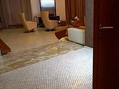 Stepmom catches stepson stroking cock over her wet body