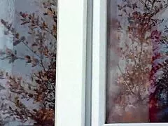 Blonde Milf In Taxi Drops Robe For Driver Voyeur Show Of Big Natural Tits And Hairy Pussy While Cleaning Windows Outside