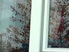 Blonde Milf In Taxi Drops Robe For Driver Voyeur Show Of Big Natural Tits And Hairy Pussy While Cleaning Windows Outside